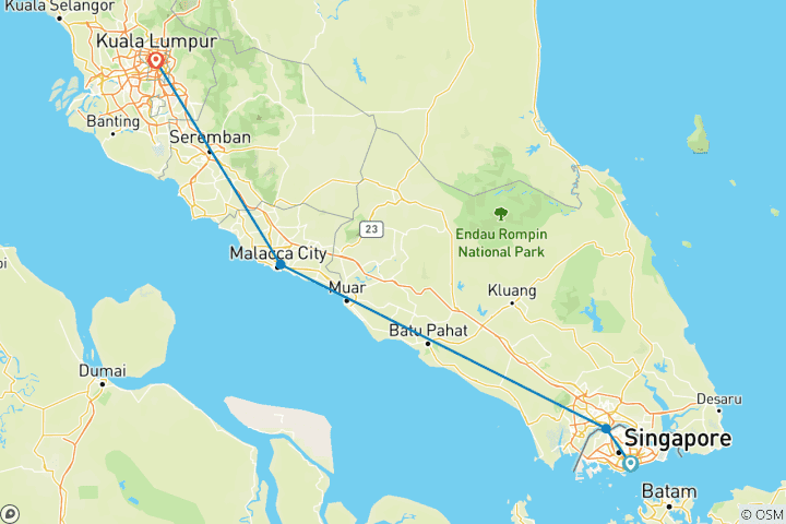 Carte du circuit Ronda Ronda : De Singapour à Kuala Lumpur