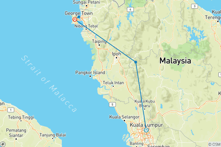 Karte von Ronda Ronda: Kuala Lumpur bis Penang