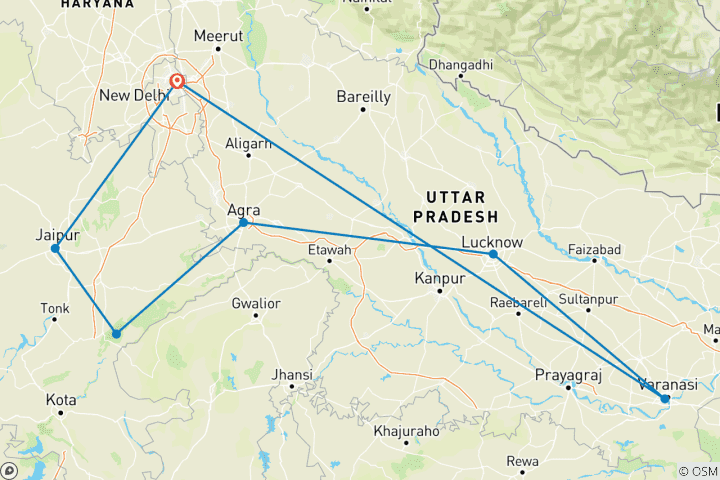 Carte du circuit L'esprit de l'Inde