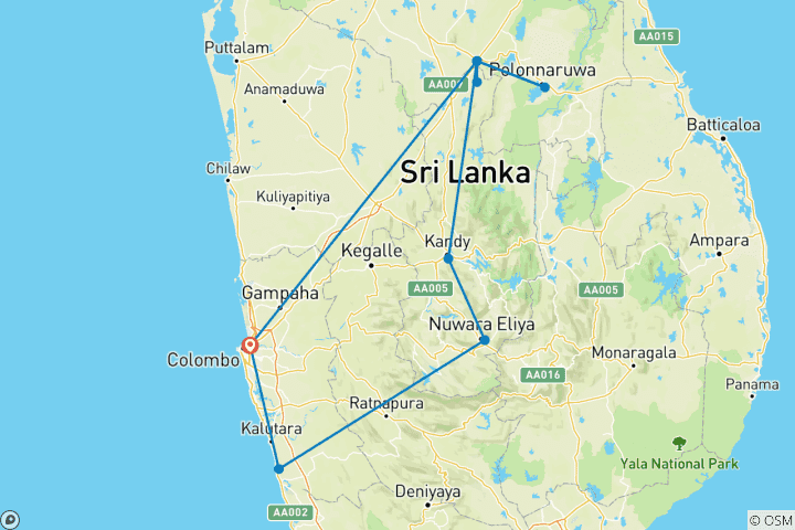 Map of Sri Lanka - Pearl of the Indian Ocean with Beruwala Beach Extension