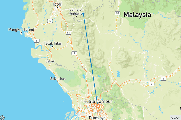 Carte du circuit Découverte des Cameron Highlands et du Mont Brinchang (KUL - KUL)