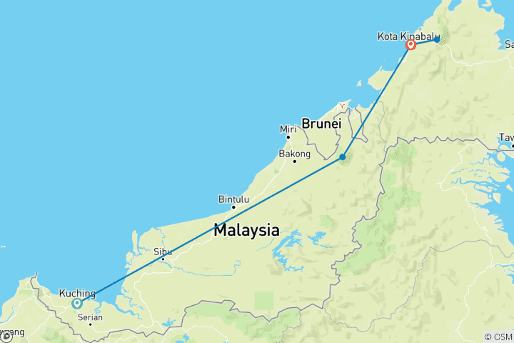 Carte du circuit Splendeurs de Bornéo : de Kuching à Kota Kinabalu