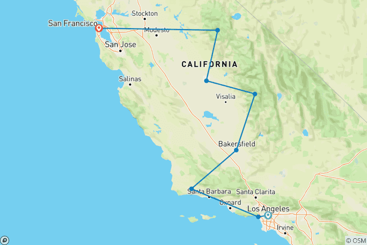 Kaart van Het fascinerende westen – eindpunt San Francisco