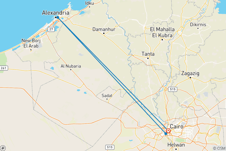 Carte du circuit L'Égypte intemporelle : Le Caire et Alexandrie avec style 5 jours / 4 nuits - Expérience de luxe exclusive