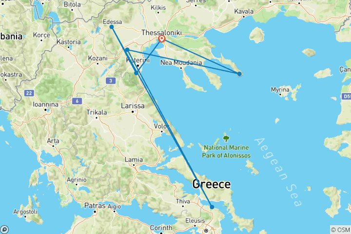 Carte du circuit Trésors de la Grèce du Nord / Départs garantis - 8 jours