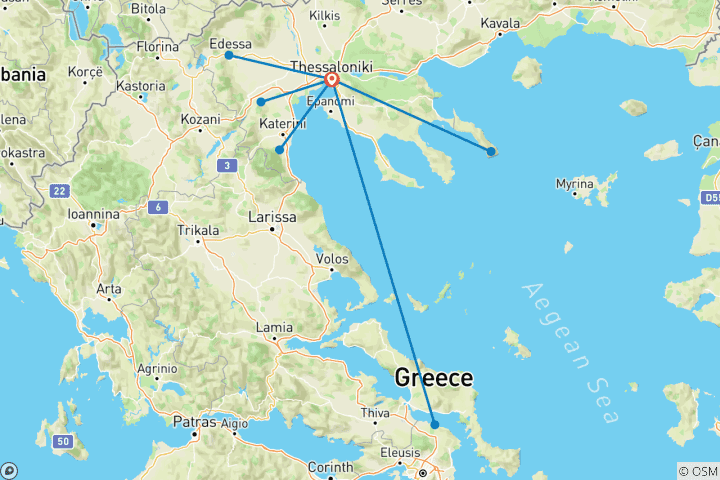 Karte von 8 Tage Schätze von Nordgriechenland / Garantierte Abfahrten