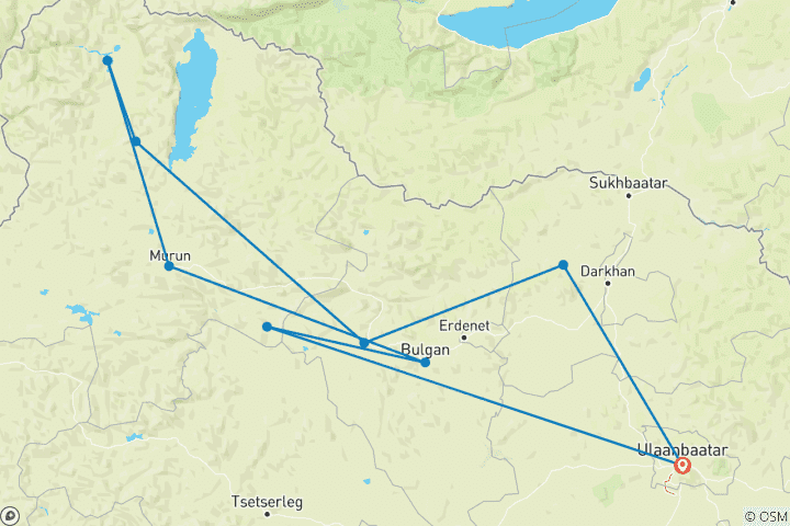 Map of From Steppes to Taiga  12 Days Tour