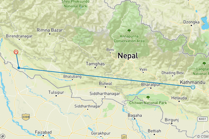 Mapa de Parque Nacional de Bardiya: Safari por la selva