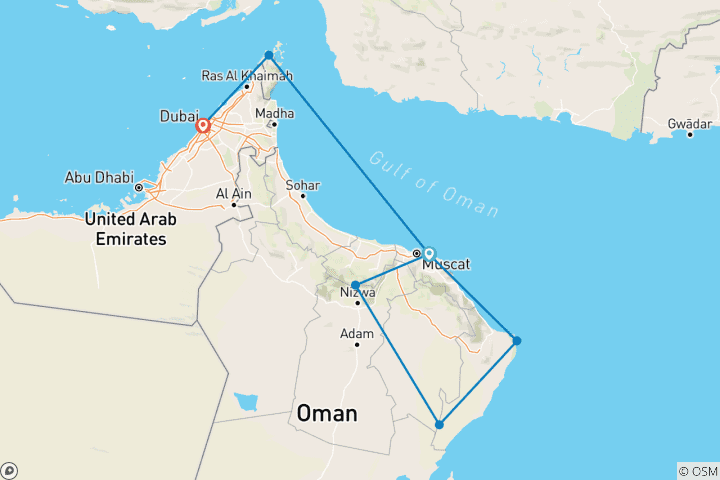 Map of Oman Luxury Tour