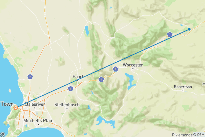 Carte du circuit Safari de 3 jours avec les Big Five près du Cap