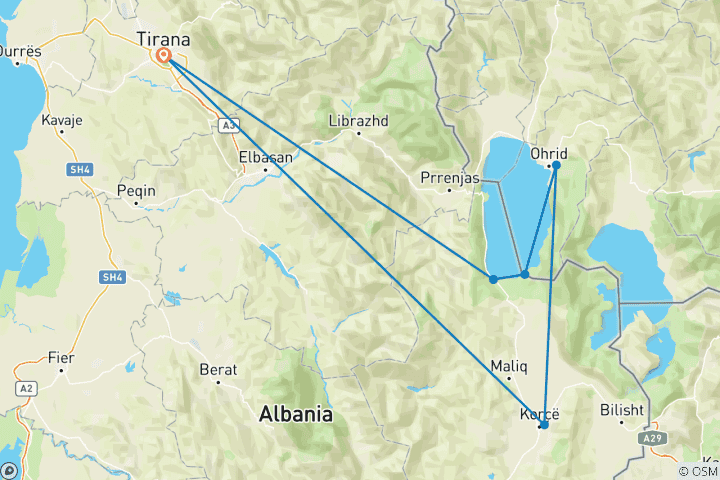 Carte du circuit Circuit de 2 jours à Ohrid et Korca