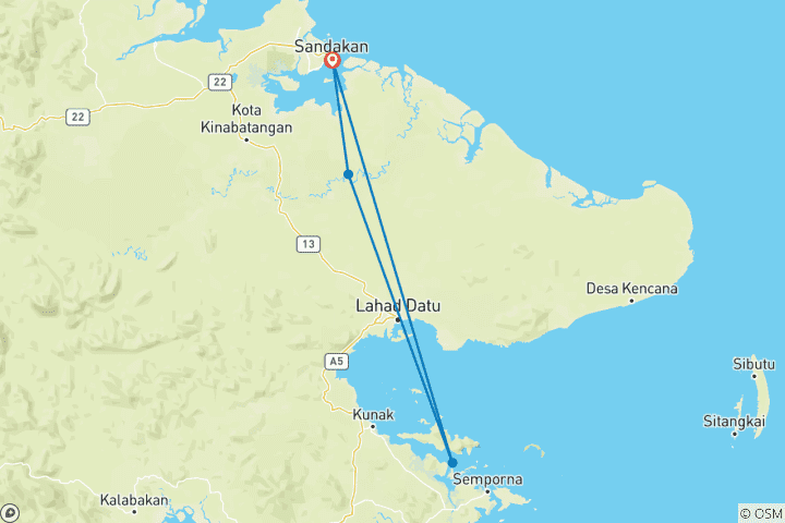 Mapa de Safari explorador en Sandakan