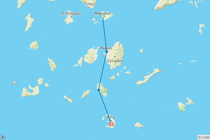 Carte du circuit Le collier de perles de la Grèce : faire du shopping dans les îles de la mer Égée