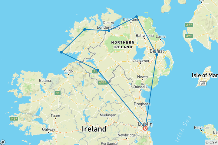 Map of Road Trip in the north of Ireland: City Sights & Coastal Wonders