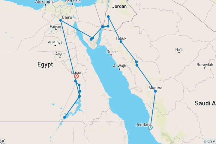 Kaart van Arabië, Jordanië&de geheimen van de Nijl