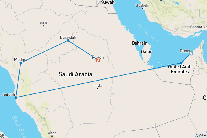 Map of Emirates and Classics of Arabia end Riad