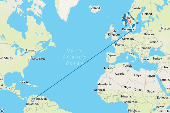 Kaart van Noordse rondreis – vanuit Berlijn (inclusief Berlijn)