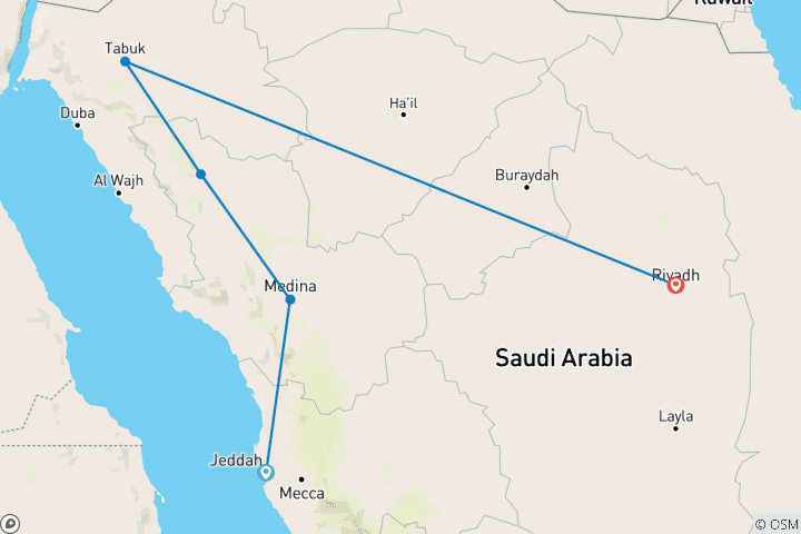 Map of Unforgettable Saudi Arabia end Riad