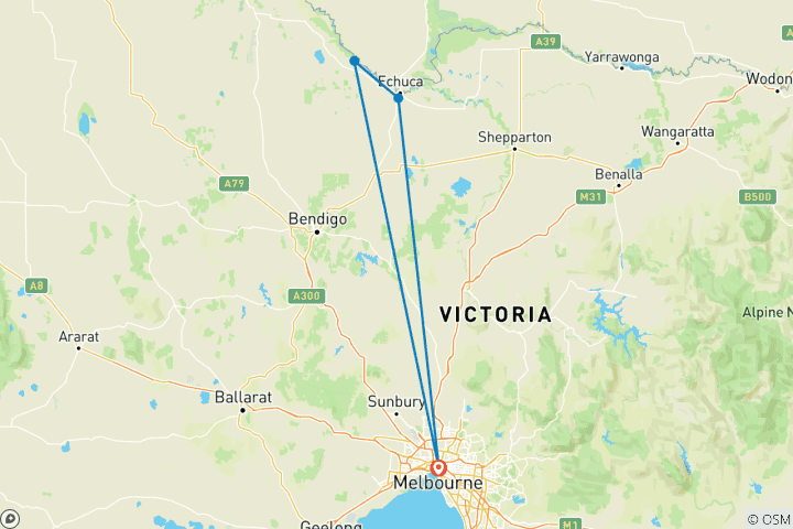 Map of Murray River Escape Melbourne → Melbourne (2025)