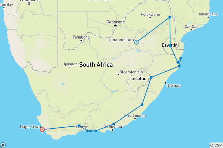 Carte du circuit Panorama - 20 jours de voyage (14 destinations)