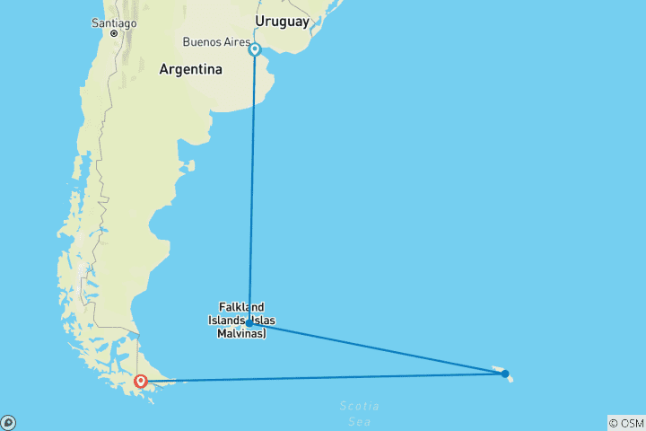 Carte du circuit Le meilleur de l'océan Austral