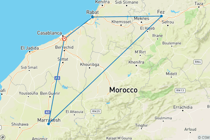 Map of Private Morocco Tours Explore The Charm Of Morocco With Exclusive Tour