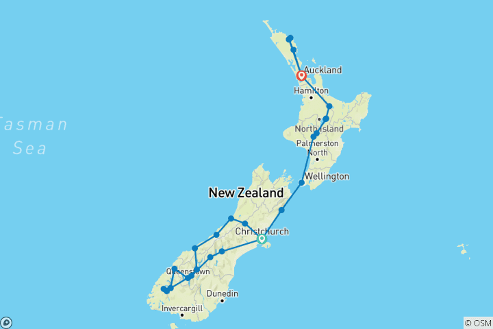 Carte du circuit Ultimate New Zealand (Northbound)