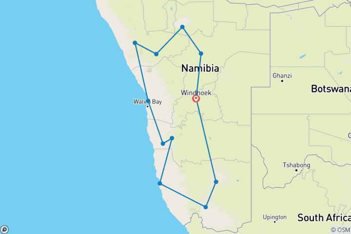 Kaart van Namibische Ontdekkingsreiziger
