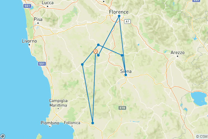 Map of Discover Tuscany: Culture, Food & Wine