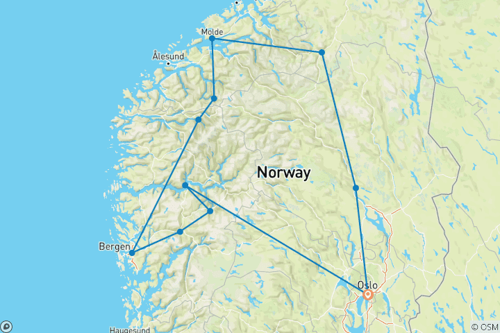 Mapa de Lo más destacado de Noruega