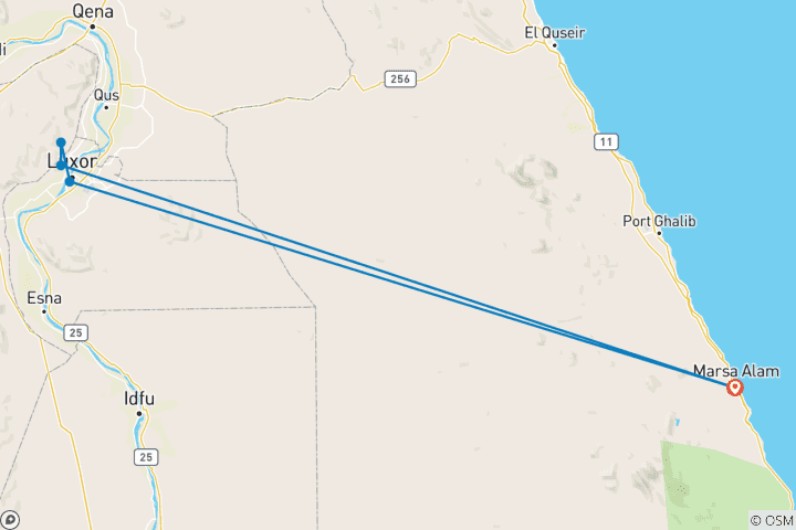 Map of Exceptional Private Full Day Tour From Marsa Alam to Luxor Exploration in 1 Day