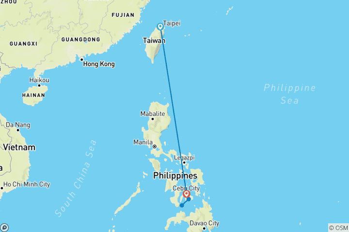 Map of Taiwan & Philippines: Urban Jungle Meets Island Adventure