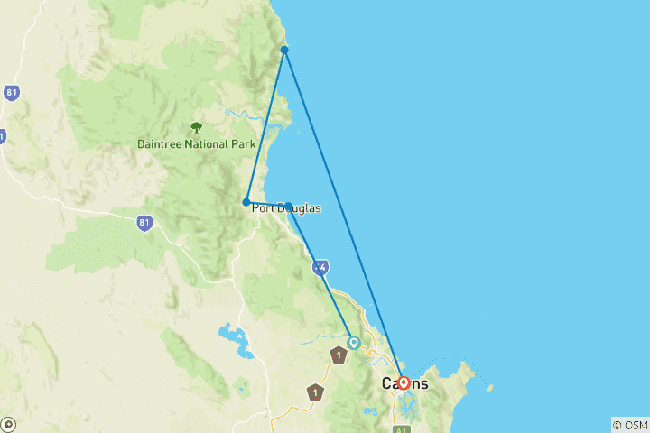 Map of Daintree Rainforest Discovery - 3 days