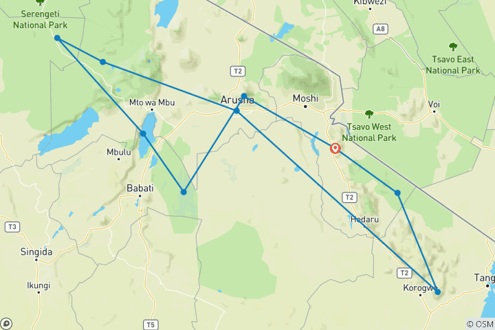 Map of 14 Days Bird Watching