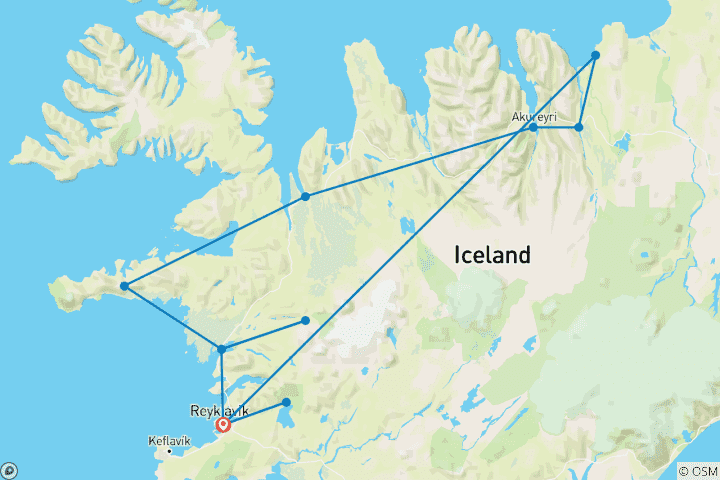 Carte du circuit Aventure islandaise (2025)