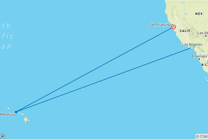 Map of Sunny California: Hollywood & Aloha Hawaii