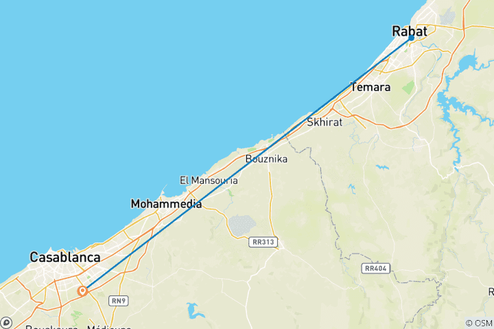 Map of Casablanca & Rabat - 4 days