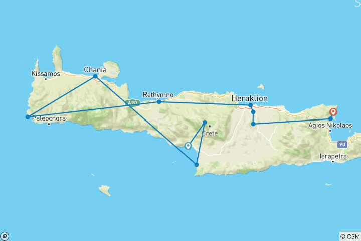 Kaart van Kreta van noord naar zuid – incl. wijnproeverij