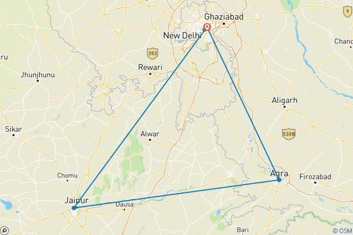 Map of India's Golden Triangle With Leopard Safari