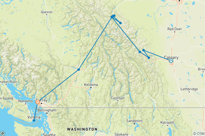 Kaart van West –Canada per spoor