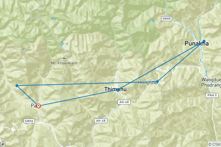 Carte du circuit Circuit de groupe à départ fixe au Bhoutan - Paro, Thimphu et Punakha - 5 jours