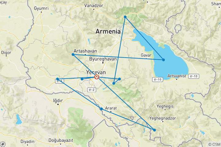 Map of Armenia 8 days 7 nights -  Guaranteed Departure - 2025