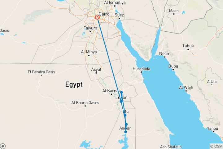 Carte du circuit Splendeurs de l'Égypte, un circuit réservé aux femmes (petit groupe)
