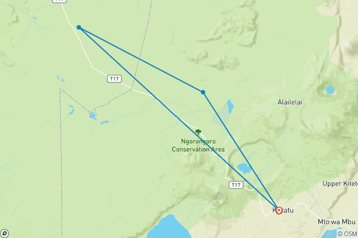 Carte du circuit Escapade au Serengeti et au Ngorongoro : Une retraite safari à partir de Karatu