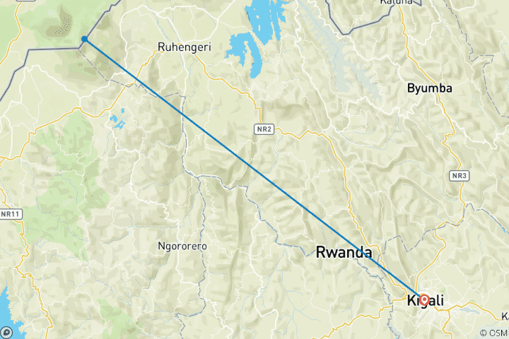 Map of 04 Days Unforgettable Rwanda Gorilla Trekking Journey