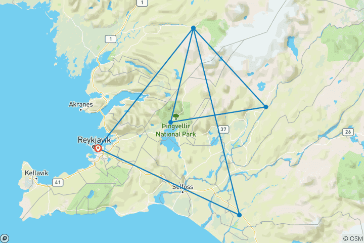 Map of Geluxe: Iceland: Waterfalls, Hot Springs & Hiking Volcanic Landscapes