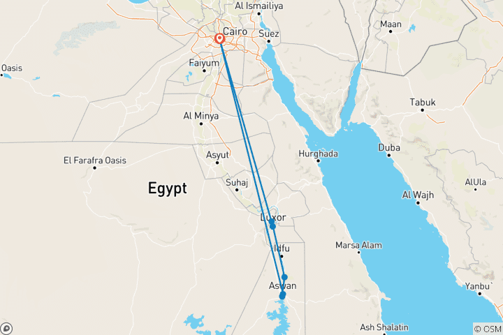 Map of Essential Egypt by Nile Cruise - 8 days