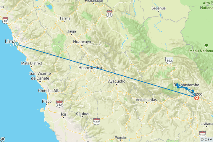 Map of Peru with Machu Picchu, a Women-Only Tour (Small Group)