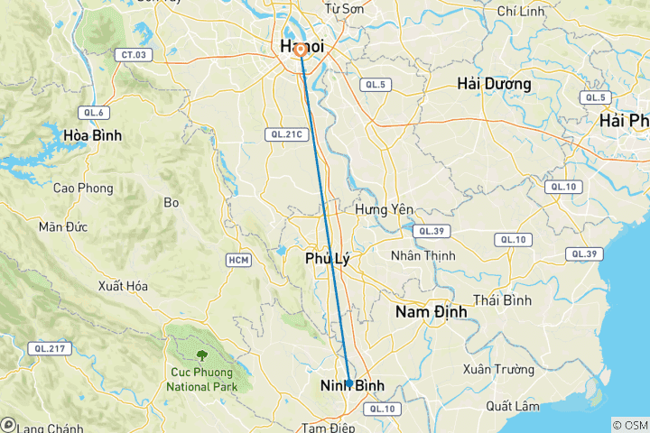 Map of Ninh Binh Day Trip: Hoa Lu temples, Tam Coc Boat Trip & Mua Cave