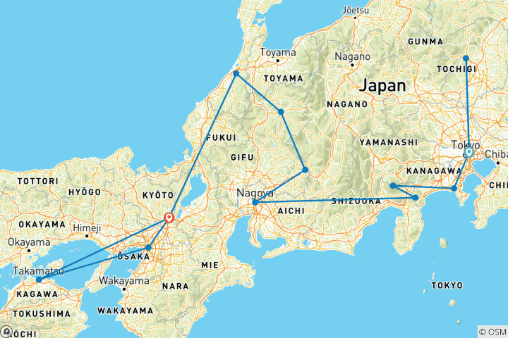 Mapa de 20 días descubriendo las delicias de Japón en tu luna de miel (guía y conductor privados）